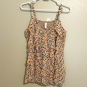 XHILARATION Women’s Ruffled Poker Dot Blouse